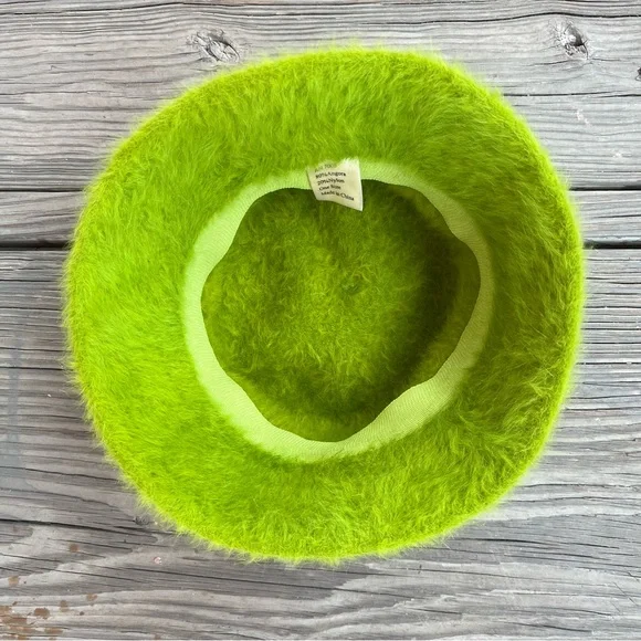 Unbranded Fuzzy Green Bucket Hat Angora Blend Soft - Picture 7 of 8